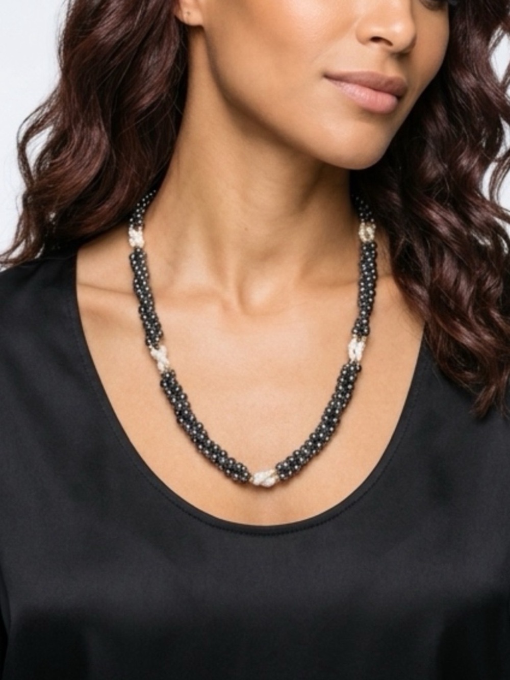 Hematite & Freshwater Pearl - Gold-Tone Beaded Twisted Necklace & Bracelet Set